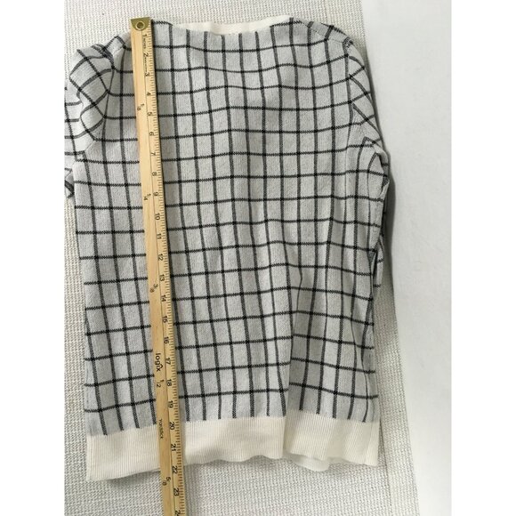 Ann Taylor Factory Womens Cardigan Sweater Size M Brown White Check Button Down - Picture 12 of 13